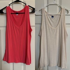 Old Navy Women's Luxe Tank Tops - Coral and Cream